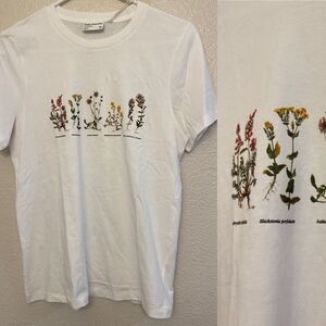Frank & Oak Wildflower Graphic T-shirt Floral botanical herbal organic cotton S